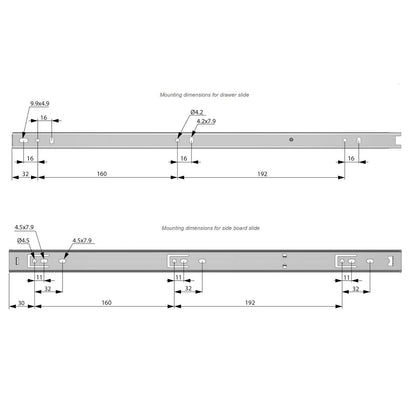 1 Satz Kugelführung Schubladenschienen, H27 Furnica 