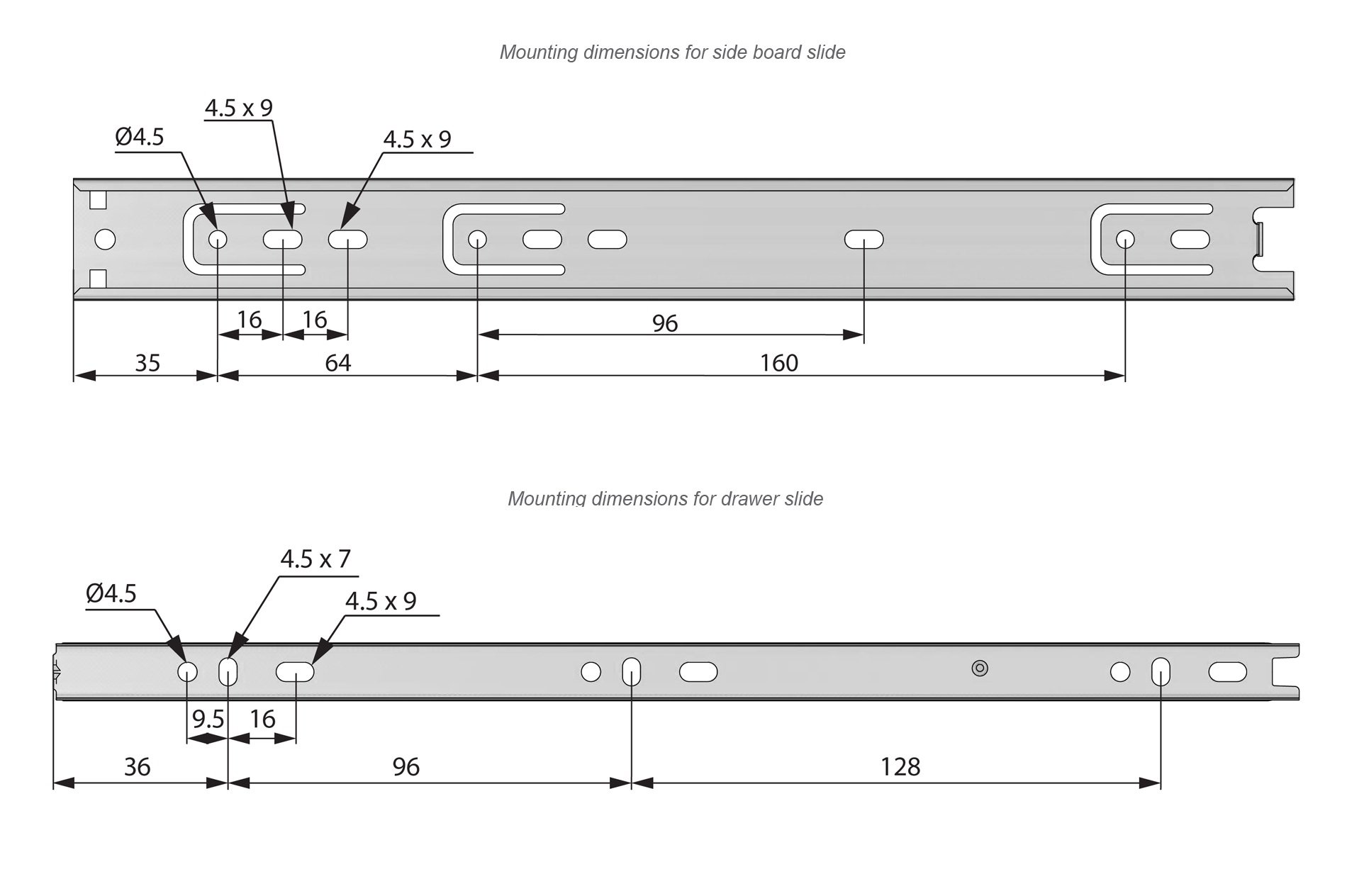 1 Satz Kugelführung Schubladenschienen, H30 Furnica 