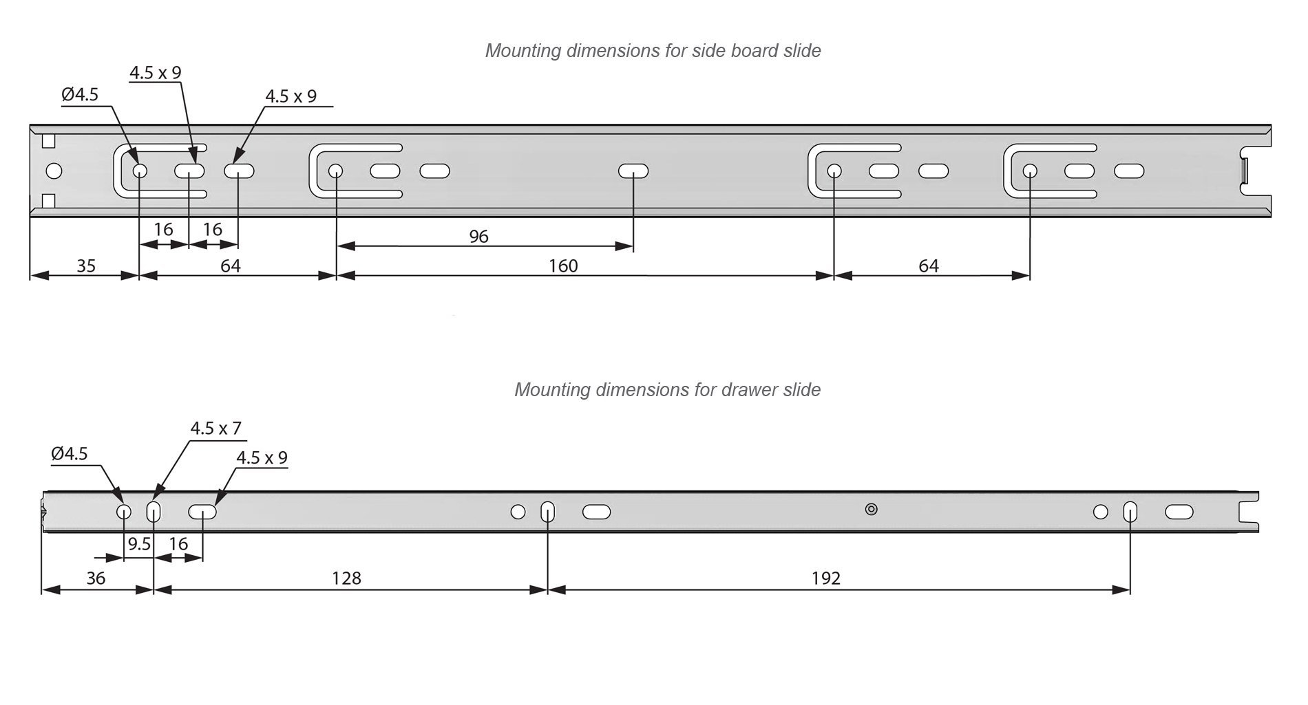 1 Satz Kugelführung Schubladenschienen, H30 Furnica 