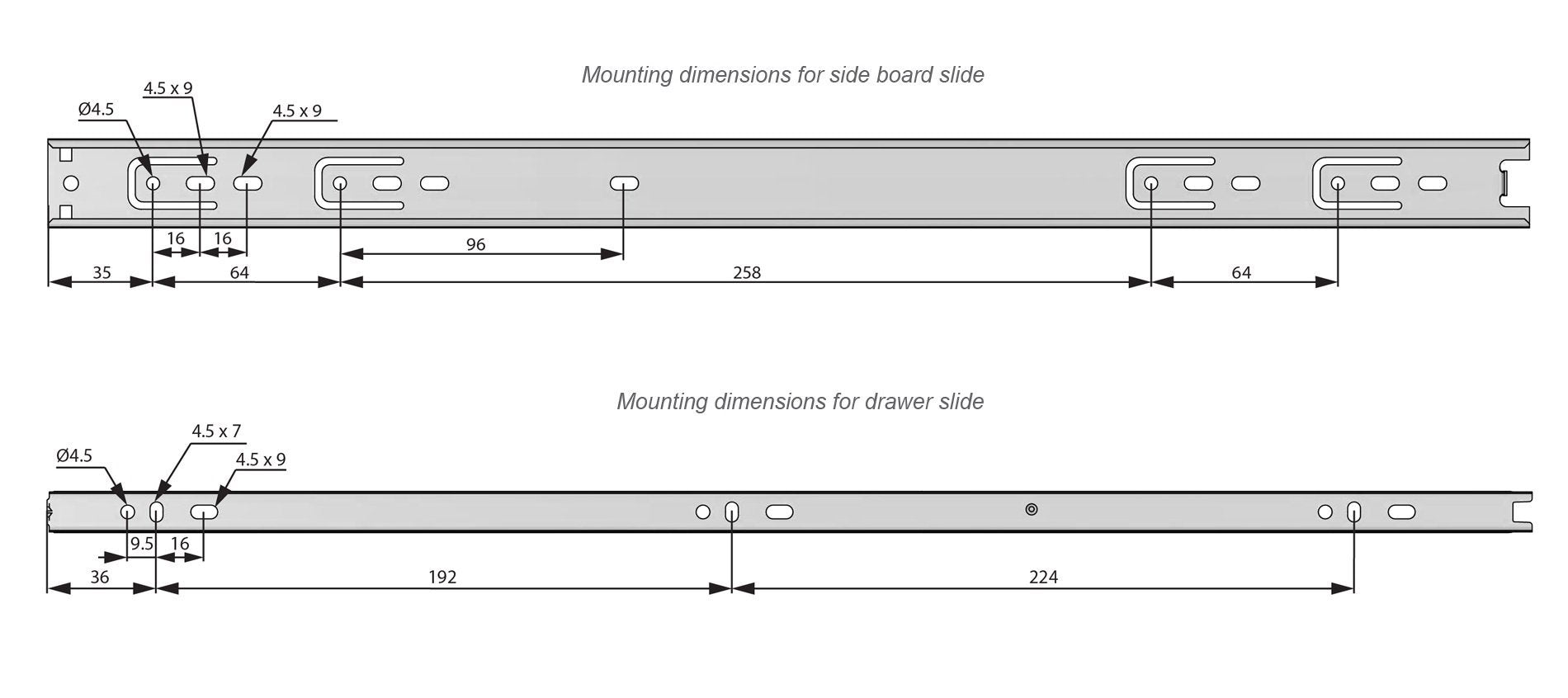 1 Satz Kugelführung Schubladenschienen, H30 Furnica 