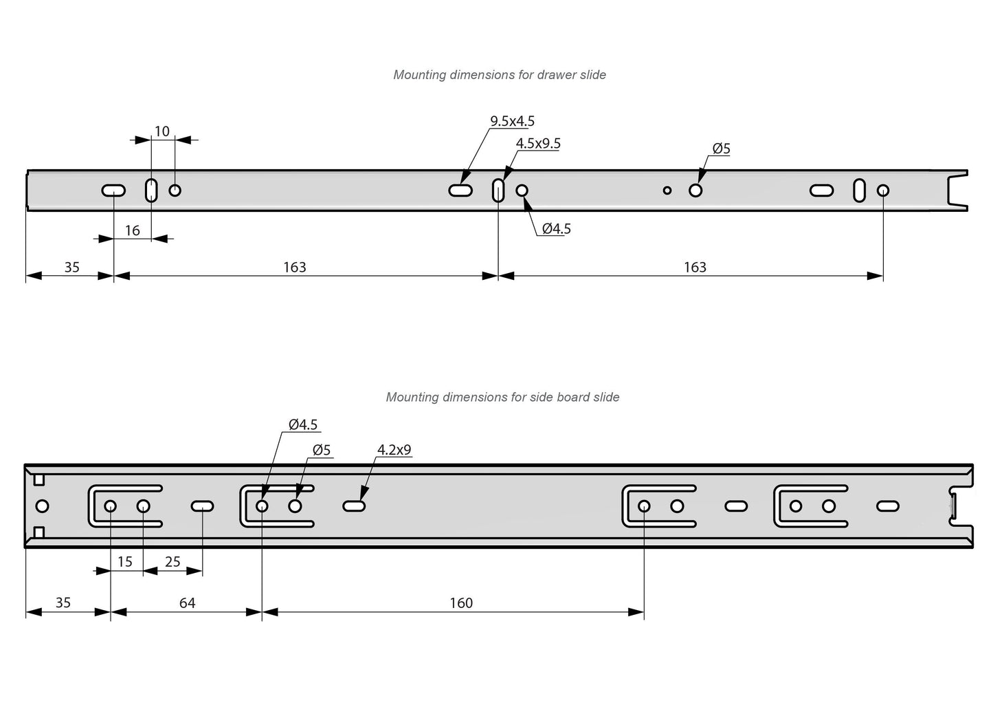 1 Satz Kugelführung Schubladenschienen, H35 Furnica 