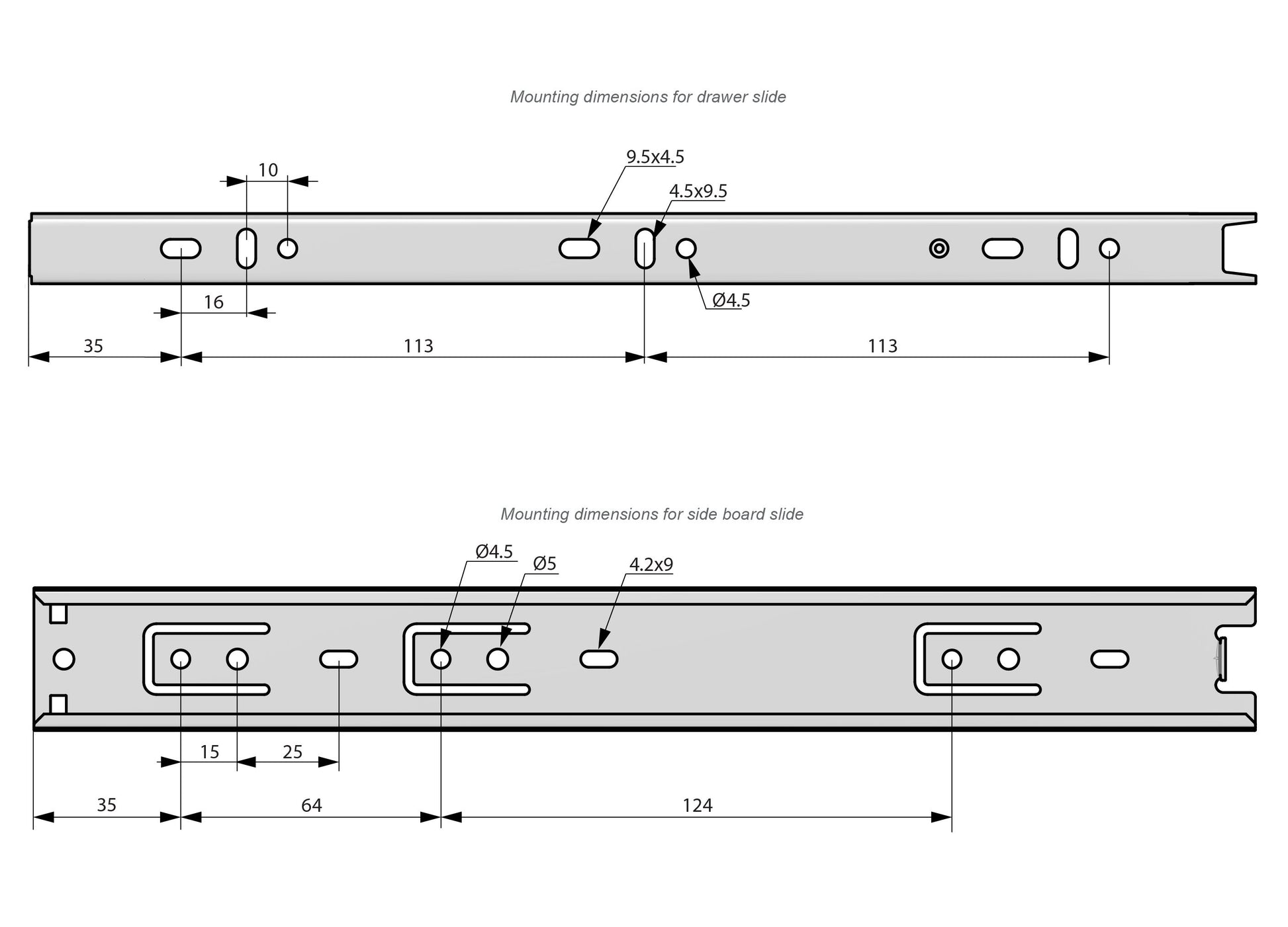 1 Satz Kugelführung Schubladenschienen, H35 Furnica 
