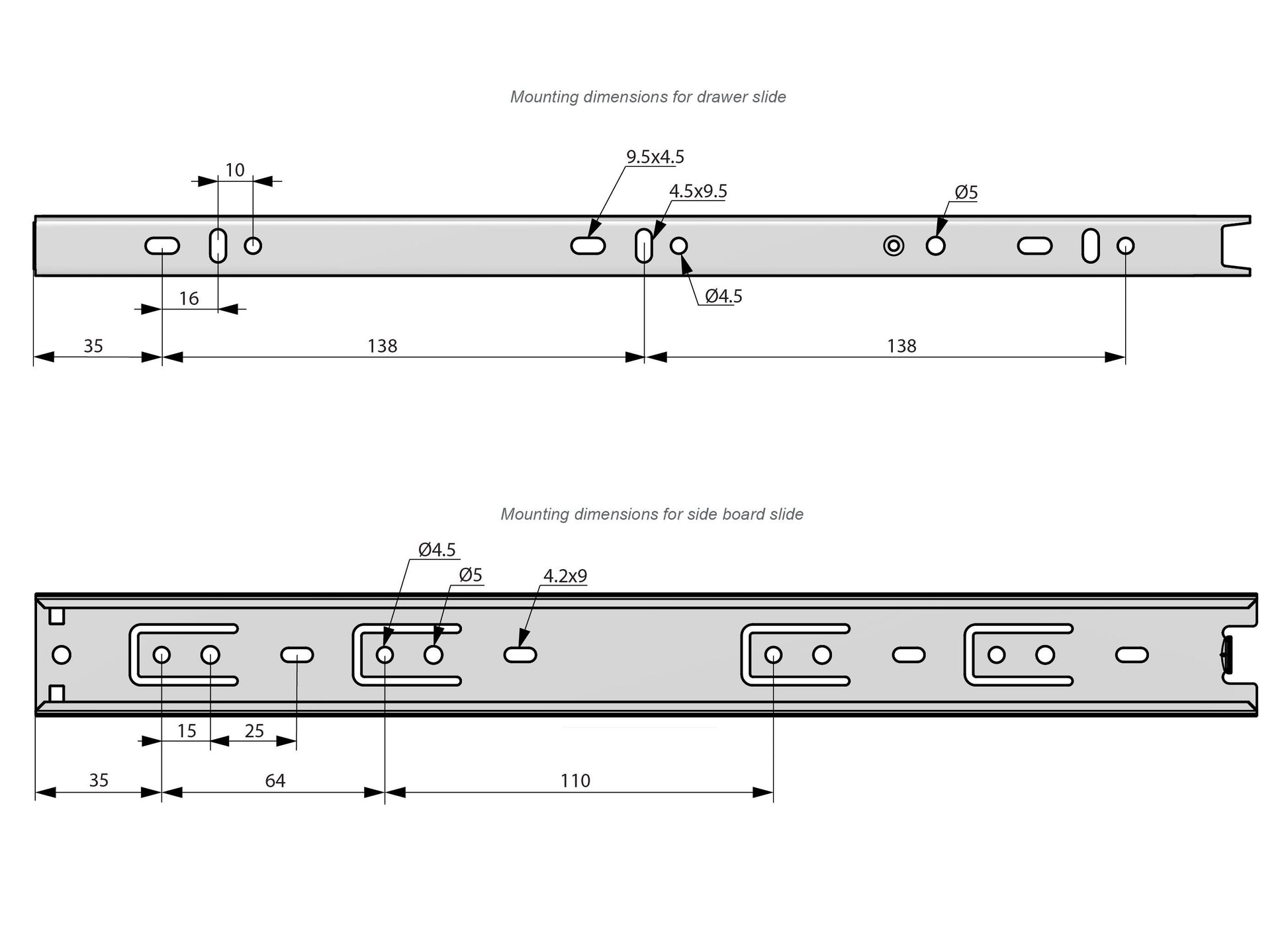 1 Satz Kugelführung Schubladenschienen, H35 Furnica 