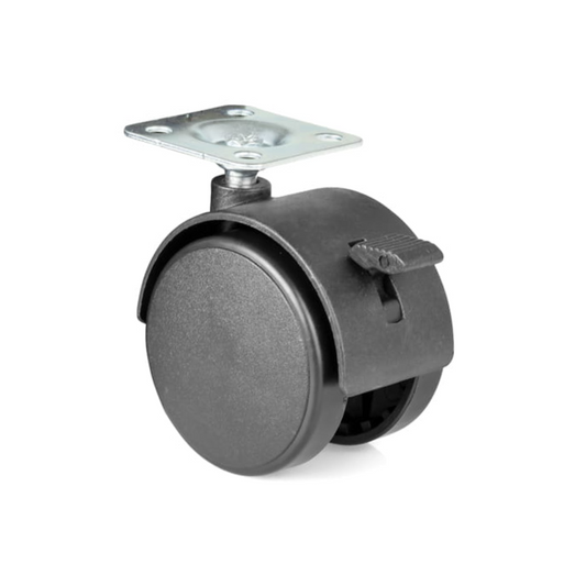 Möbelschwenkrad aus Kunststoff mit Bremse und Montageplatte Ø50mm