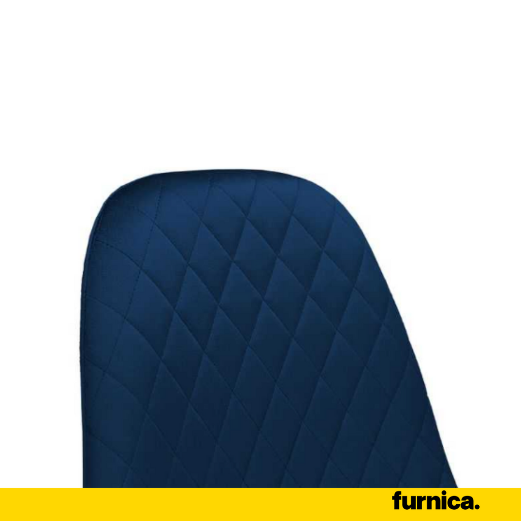 GIUSSEPPE - Esszimmer-/Bürostuhl aus gestepptem Velourssamt mit Holzbeinen - Marineblau