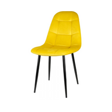 ROBERTO - Esszimmer-/Bürostuhl aus gestepptem Velours-Samt mit schwarzen Metallbeinen - Gelb
