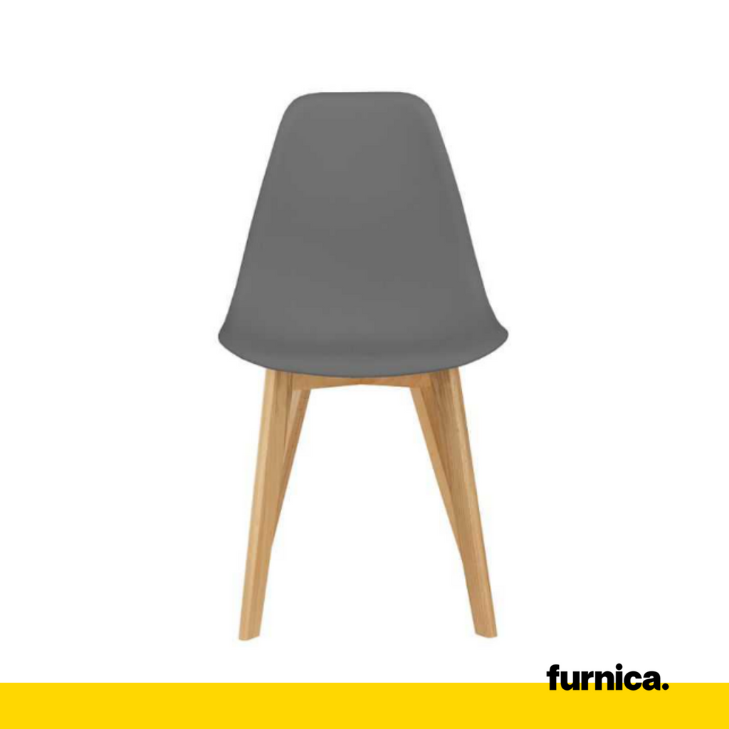MARCELLO - Esszimmer-/Bürostuhl aus Kunststoff mit Holzbeinen - Grau