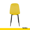 FLAVIO – Robuster Esszimmer-/Bürostuhl aus Velours-Samt mit schwarzen Metallbeinen – Gelb