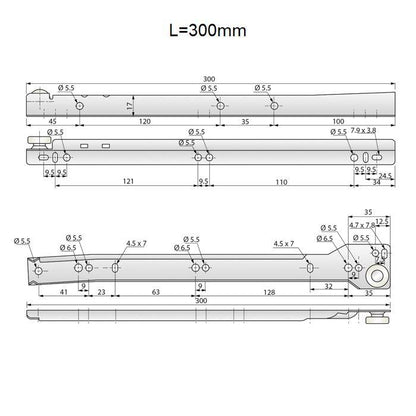 1 Satz Rollschubführung Schubladenschienen Weiss