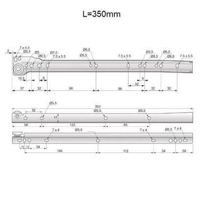 1 Satz Rollschubführung Schubladenschienen Weiss