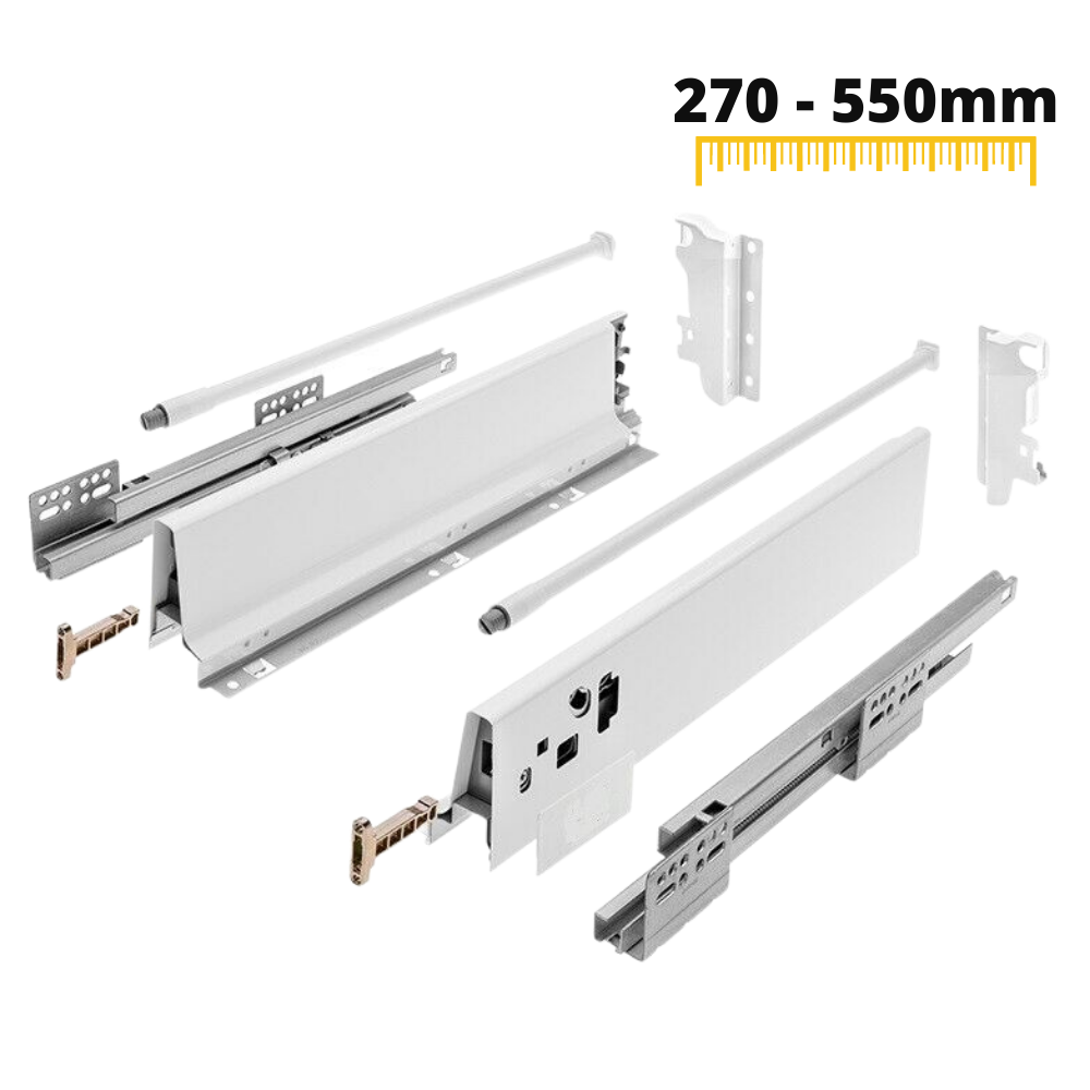 1 Satz Soft-Close Schubladensystem, MITTEL, H: 142mm, Weiß