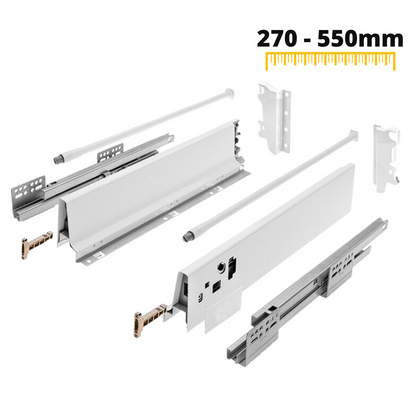 1 Satz Soft-Close Schubladensystem, MITTEL, H: 142mm, Weiß