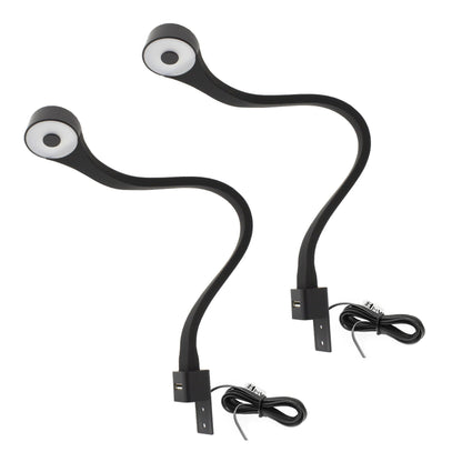 2 Schlafzimmer LED Lampen mit USB + Netzteil (F02) Furnica Schwarz Kaltweiß 