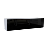 NICOLE - TV-Lowboard mit breiter Tür - Weiß Matt / Schwarz Gloss H38cm B140cm T35cm