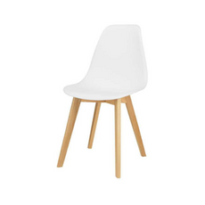 MARCELLO - Esszimmer-/Bürostuhl aus Kunststoff mit Holzbeinen - Weiß
