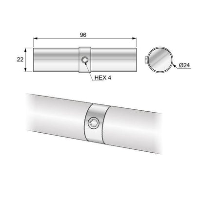 25mm Rohrverbinder, Chrom