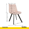 BARTOLOMEO - Esszimmer-/Bürostuhl aus gestepptem Velours-Samt mit schwarzen Metallbeinen - Rosa
