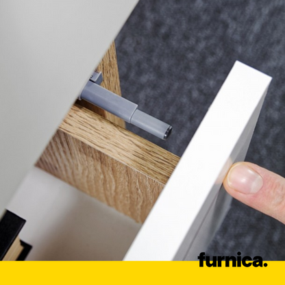 CUBA - Schreibtisch mit 6 Push to Open Schubladen und Tastaturablage H78cm B130cm T50cm - Sonoma Eiche / Weiß Matt