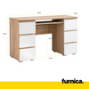 CUBA - Schreibtisch mit 6 Push to Open Schubladen und Tastaturablage H78cm B130cm T50cm - Sonoma Eiche / Weiß Matt