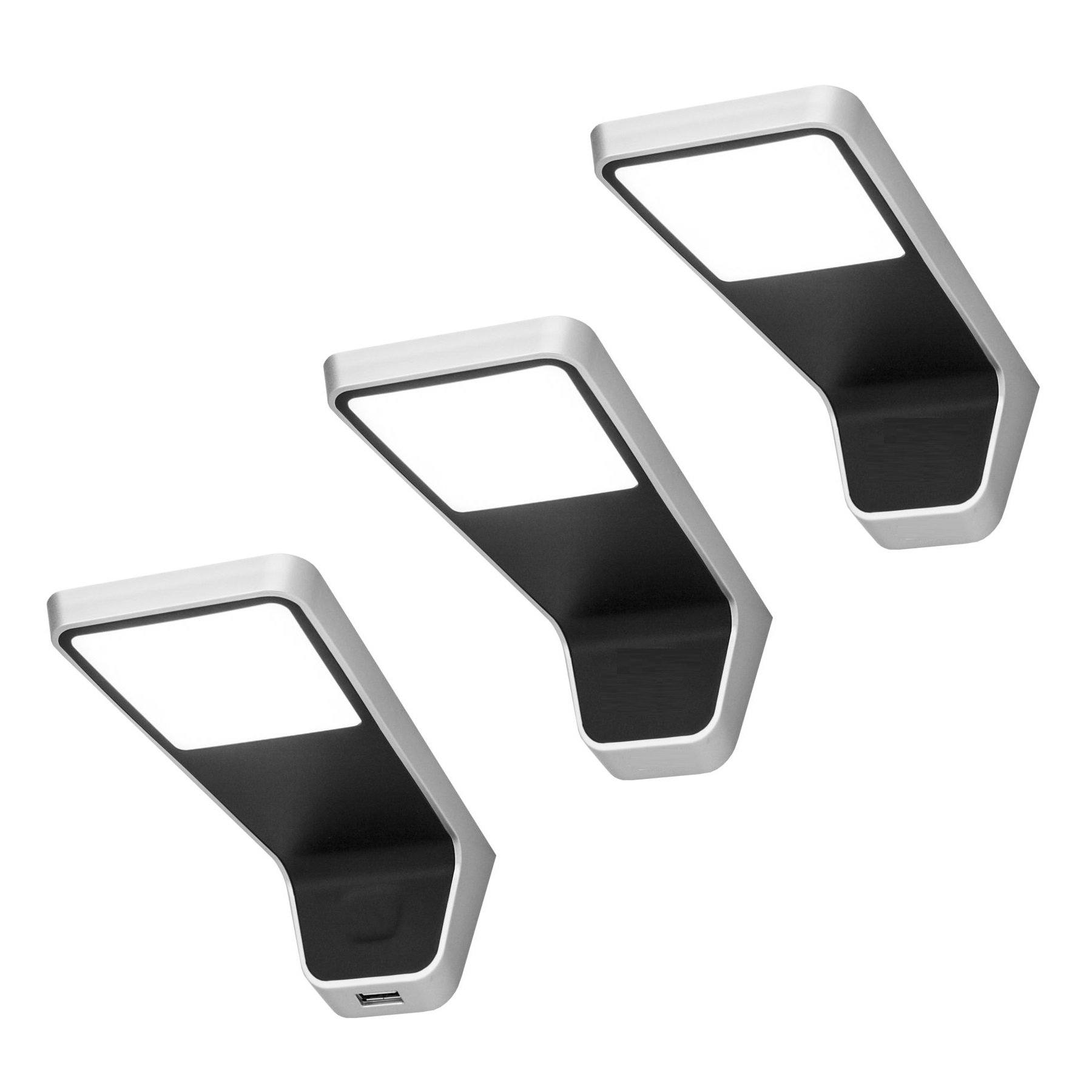 3 Wandhängeschrank LED Lampen + Netzteil (F03) Furnica Aluminum/White EU 