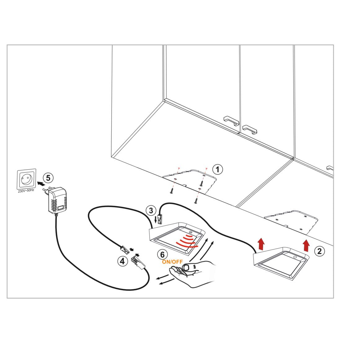 3 Wandhängeschrank LED Lampen + Netzteil (F04) Furnica 