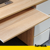 BRUNO - Schreibtisch mit 3 Schubladen und Tastaturablage H76cm B90cm T50cm Rechts - Weiß Matt / Weiß Gloss