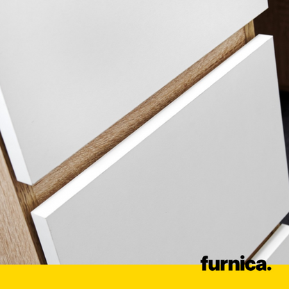 CUBA - Schreibtisch mit 6 Push to Open Schubladen und Tastaturablage H78cm B130cm T50cm - Weiß Gloss