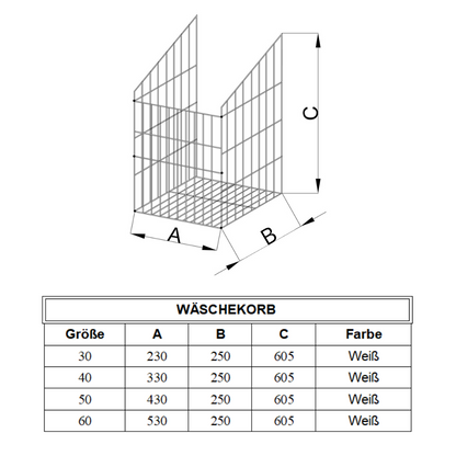 Faltbarer Wäschekorb 30cm - Weiß