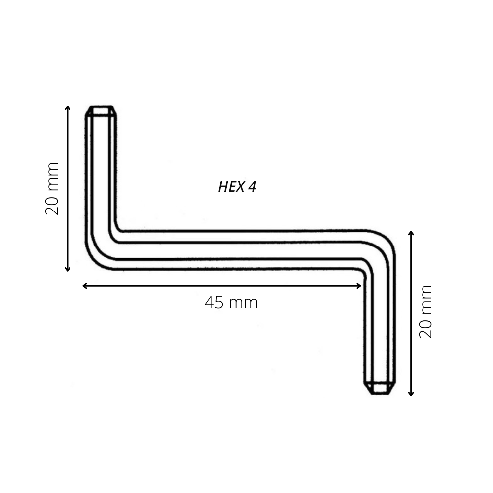 Hex 4 "Z" Sechskant-Stiftschlüssel Weiß Zink