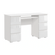 CUBA - Schreibtisch mit 6 Push to Open Schubladen und Tastaturablage H78cm B130cm T50cm - Weiß Gloss