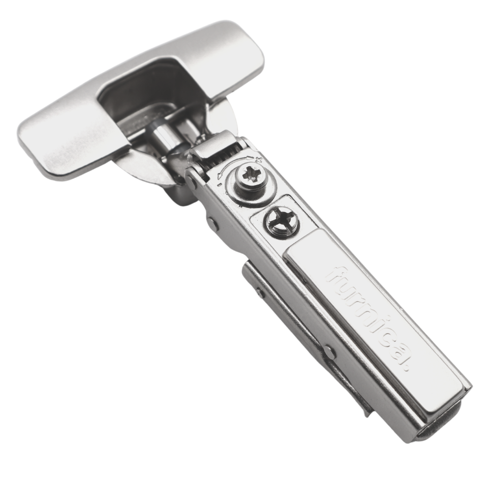 4D 110° Soft-Close Scharnier, H0 Unsichtbare Montageplatte mit EURO-Schrauben und Abdeckungen, aufliegende Türen