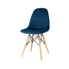 FABRIZIO - Esszimmer-/Bürostuhl aus gestepptem Velours-Samt mit Holzbeinen - Marineblau