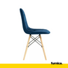 FABRIZIO - Esszimmer-/Bürostuhl aus gestepptem Velours-Samt mit Holzbeinen - Marineblau