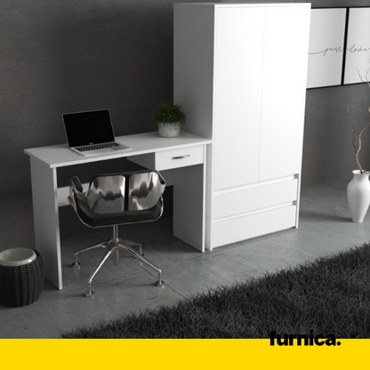 LEON - Schreibtisch mit 1 Schublade H75cm B100cm T40cm - Weiß Matt