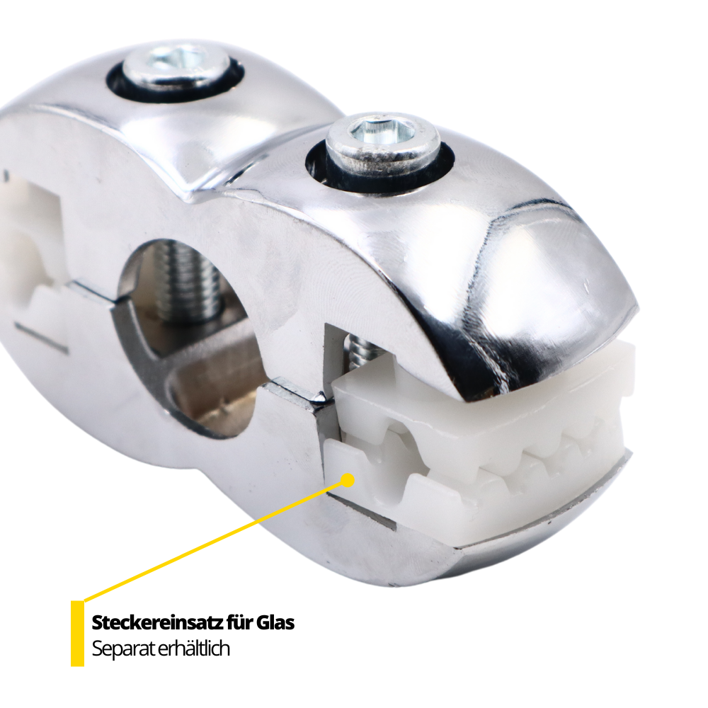 25mm Doppelter Verbindungsstecker für Glas und Platten, Chrom