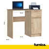 BEN - Schreibtisch mit 1 Schublade und 1 Tür H76cm B90cm T50cm Rechts - Sonoma Eiche