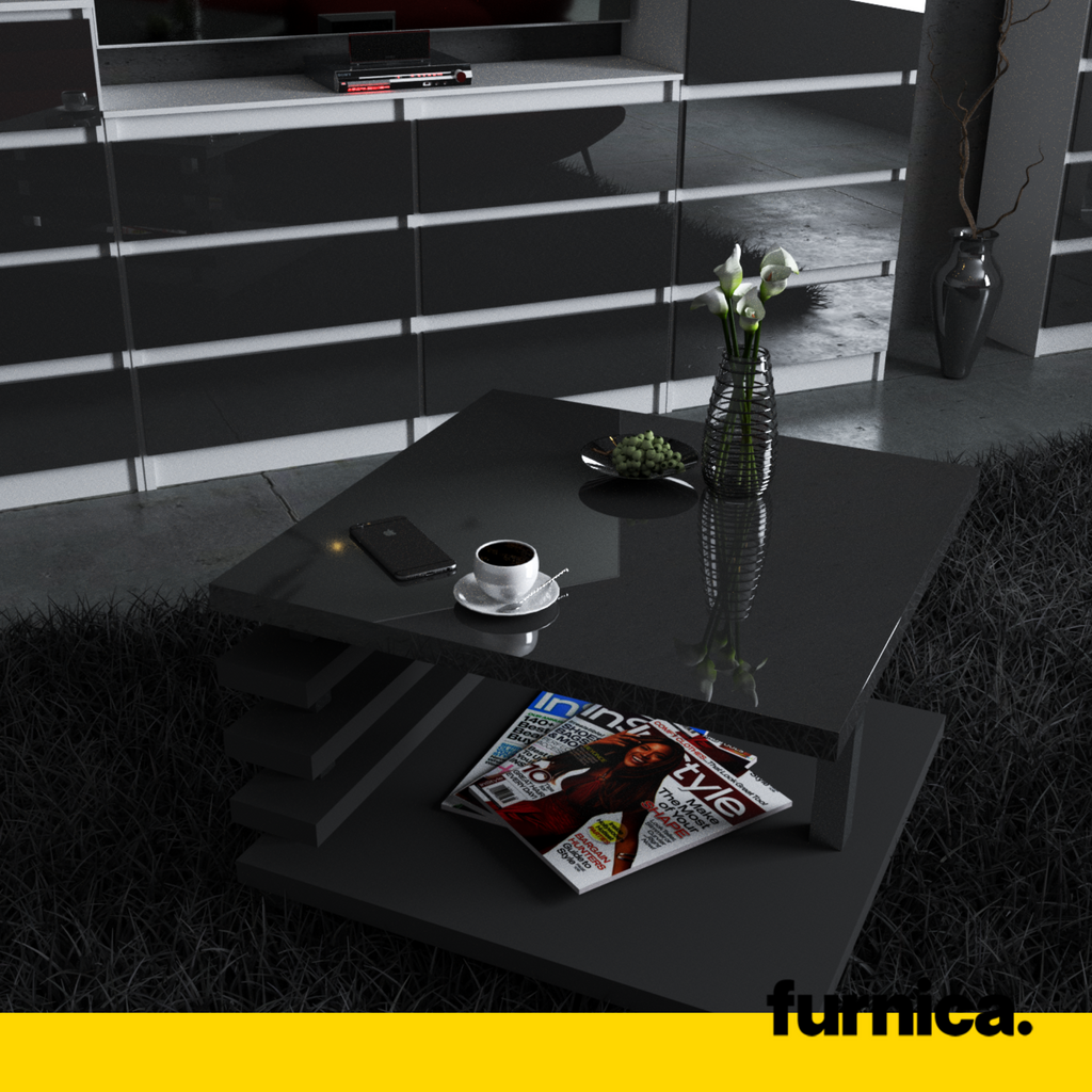 NICK - Couchtisch im modernen Stil - Anthrazit Gloss H31cm B60cm T60cm