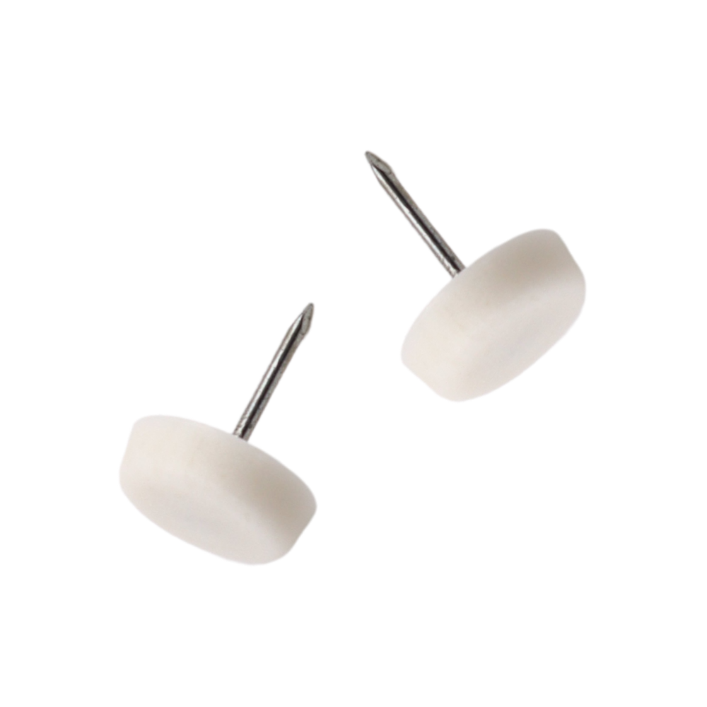 Kunststoff Möbelgleiter Ø15mm mit Nagel - Weiß - 50 Stk.