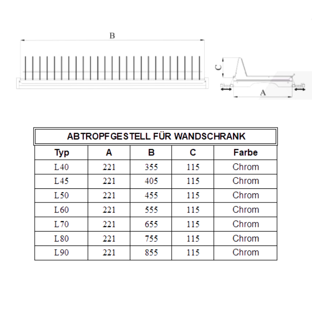 Abtropfgestell Für Wandschrank 500mm