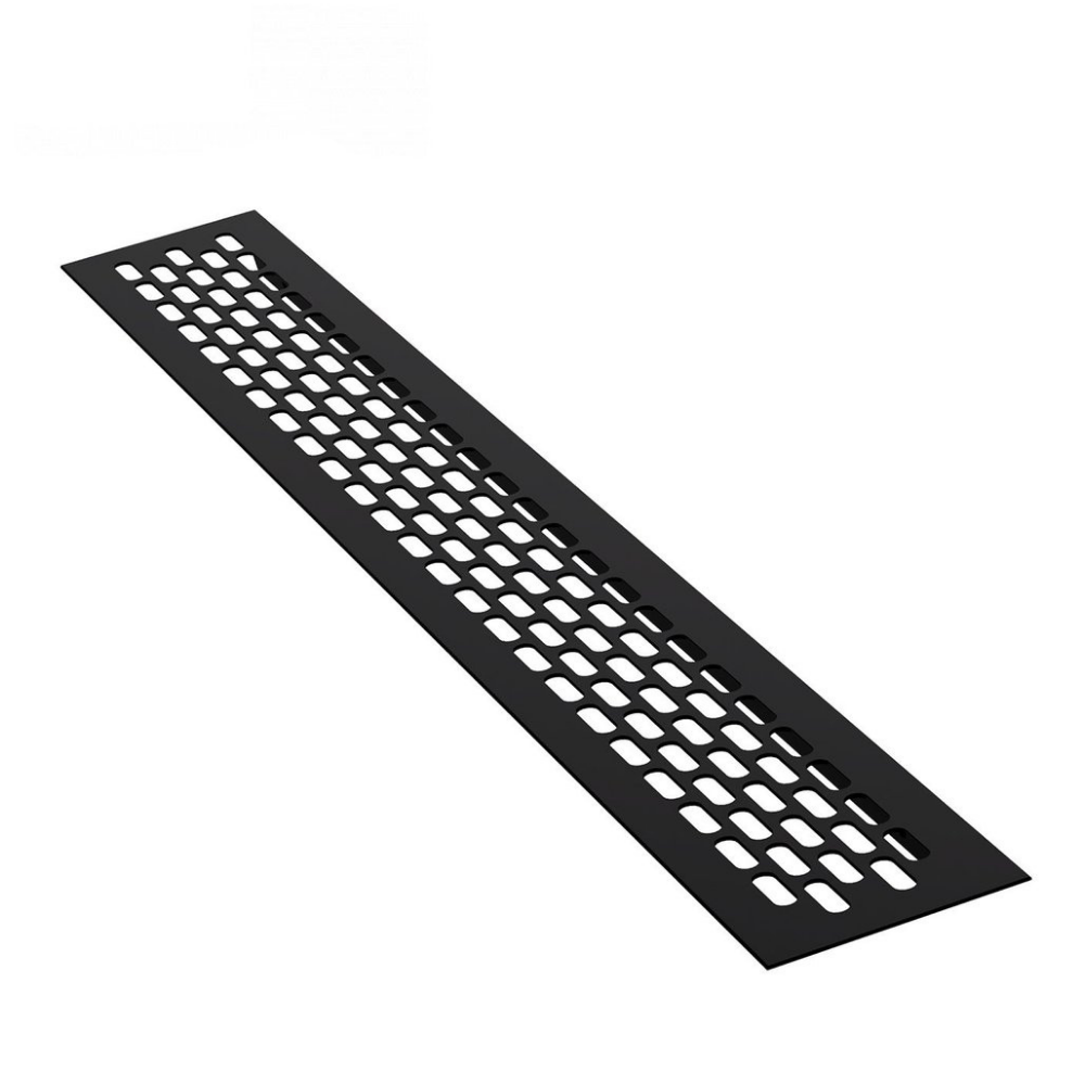 Aluminium-Lüftungsgitter für Küchenarbeitsplatten / Sockel, 480x80mm Schwarz