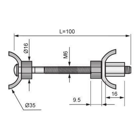 Arbeitsplattenverbinder M6x100mm