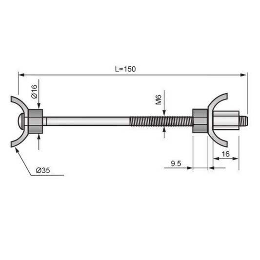 Arbeitsplattenverbinder M6x150mm