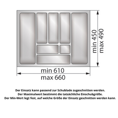 Besteckeinsatz für Schublade, Korpusbreite: 700mm, Tiefe: 490mm - Weiß