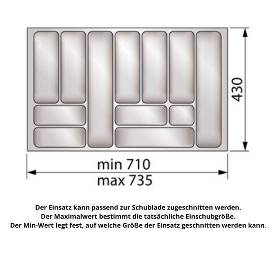 Besteckeinsatz für Schublade, Korpusbreite: 800mm, Tiefe: 430mm - Weiß