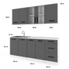 GONZO - Küchenblock - Anthrazit mit Arbeitsplatte - 6 Schränke - 200 cm