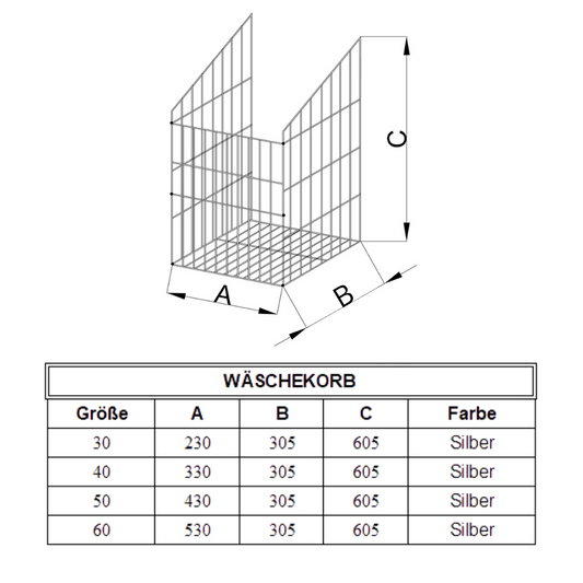 Faltbarer Wäschekorb 60cm - Weiß