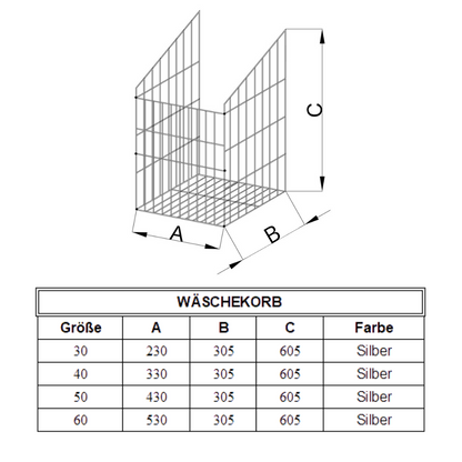 Faltbarer Wäschekorb 40cm - Chrom