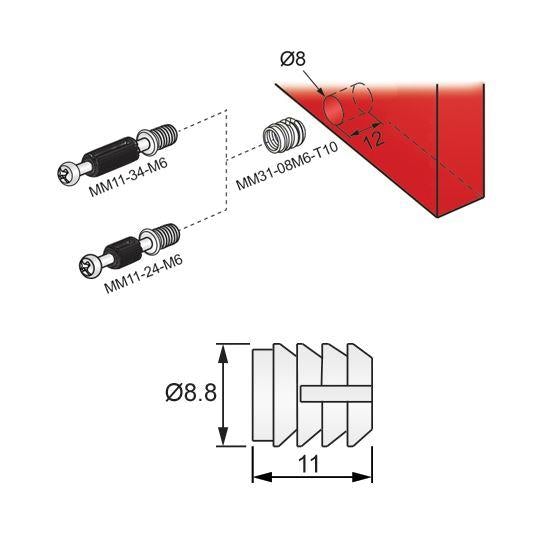 Gewindeeinsatz M10 - Weiß - 1000 Stk