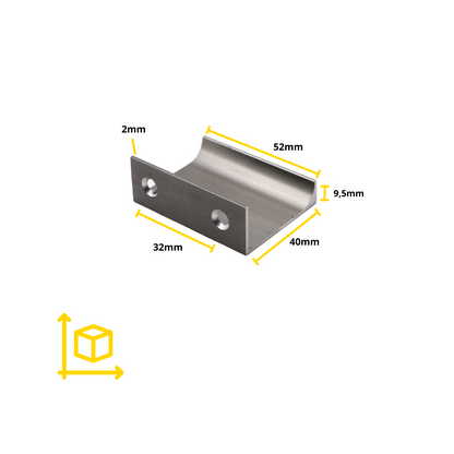 Griffleiste Kantengriff 32mm (52mm Gesamtlänge) - Gebürsteter Edelstahl