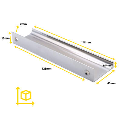 Griffleiste Kantengriff, Chrom, BA 32/96/128mm